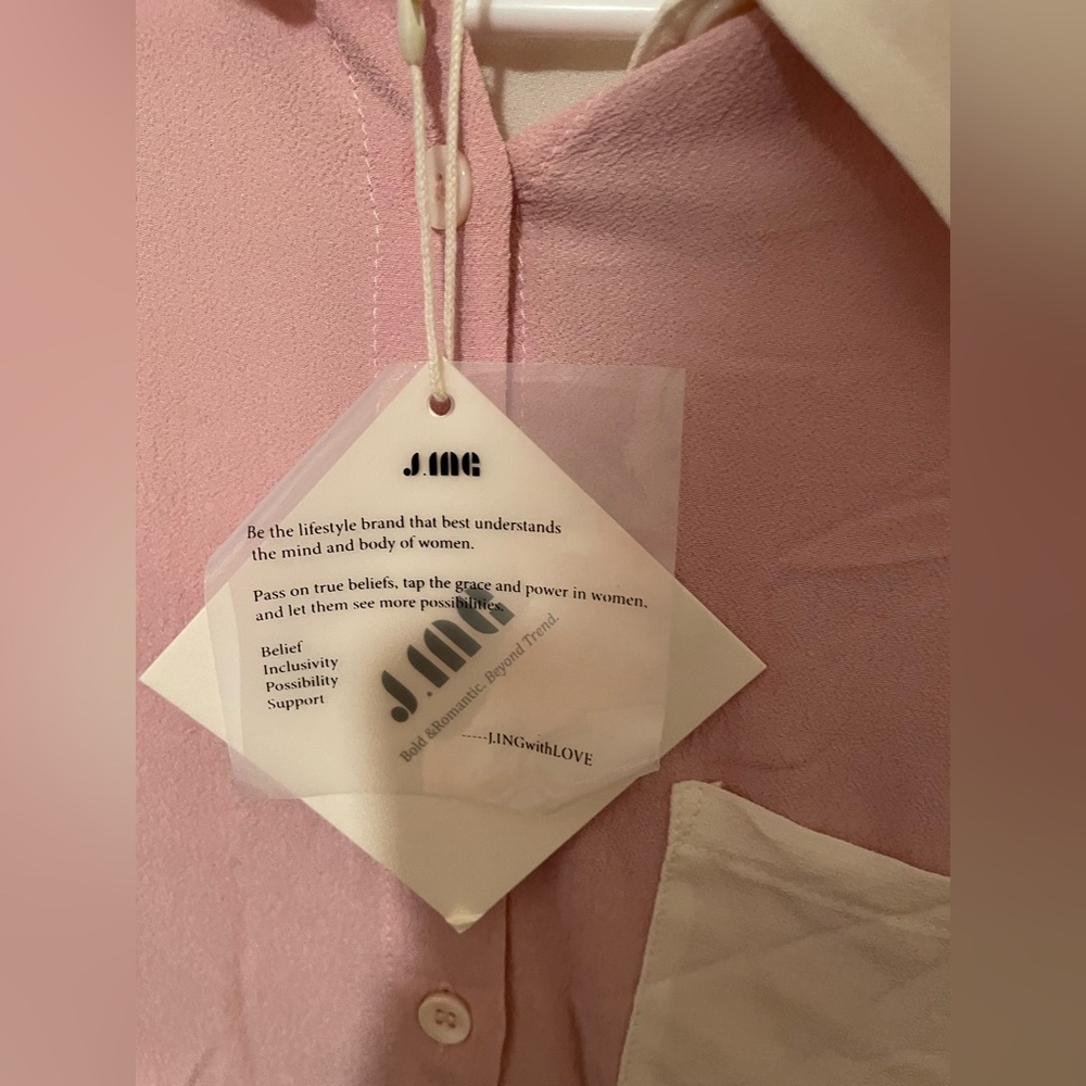 Cute abstract pink and cream button up S, last chance-donating 9/15 - Picture 2 of 4